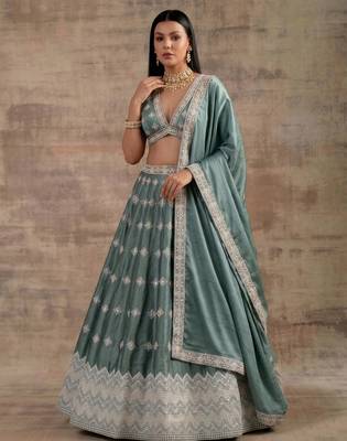 Aqua-Blue Designer Premium Function Wear Lehenga Choli 3