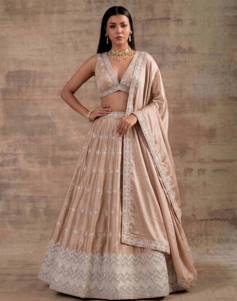 Cream Designer Premium Function Wear Lehenga Choli