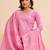 Elegant pink pure cotton jacquard kurta set with dupatta