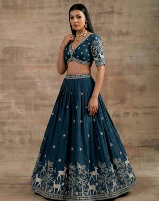 Dark-Teal Designer Premium Function Wear Lehenga Choli 4