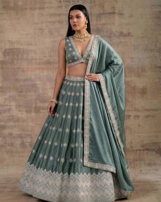 Aqua-Blue Designer Premium Function Wear Lehenga Choli 4