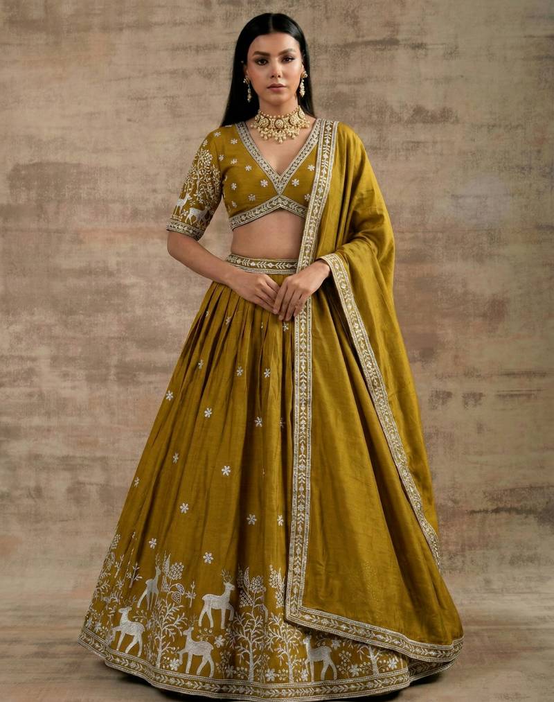 Gold Designer Premium Function Wear Lehenga Choli