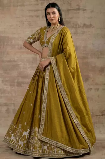 Gold Designer Premium Function Wear Lehenga Choli