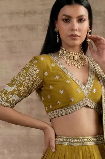 Gold Designer Premium Function Wear Lehenga Choli