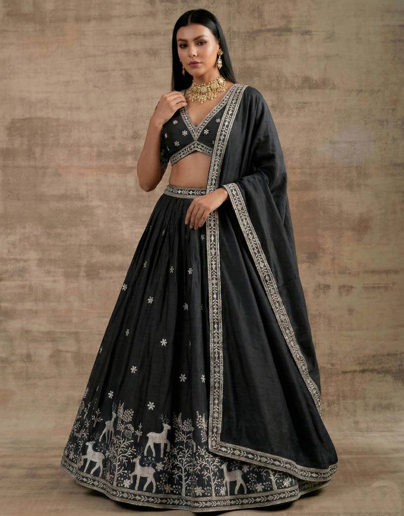 Black Designer Premium Function Wear Lehenga Choli