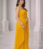 Georgette Saree with Designer Blouse & Golden Lace Border – Party Wear & Wedding Collection