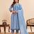 Graceful light blue pure cotton jacquard kurta set with dupatta