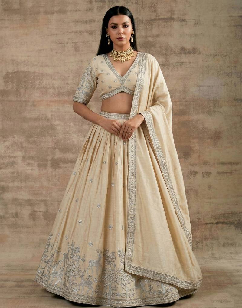 Off-White Designer Premium Function Wear Lehenga Choli