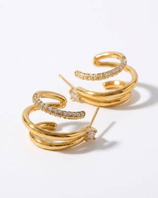 Ciara's Diamond Overlay Studs | White 18K Gold Plated Anti-Tarnish Earrings 1