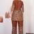 Brown floral printed cotton classic co ord set