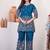Teal floral printed cotton classic co ord set