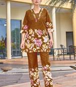 Mustard floral printed cotton classic co ord set