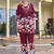 Maroon floral printed cotton classic co ord set