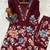 Maroon floral printed cotton classic co ord set