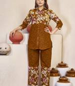 Mustard floral printed cotton classic co ord set