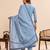 Graceful light blue pure cotton jacquard kurta set with dupatta