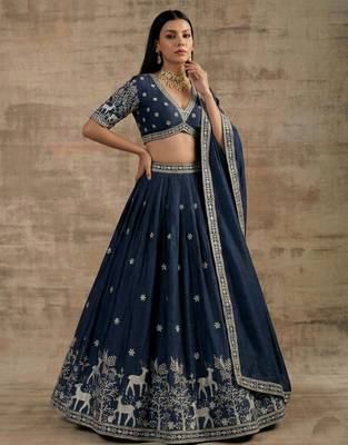 Navy-Blue Designer Premium Function Wear Lehenga Choli 2