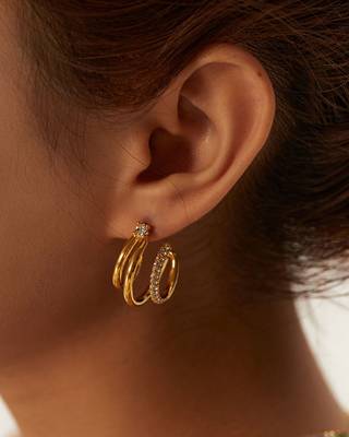 Ciara's Diamond Overlay Studs | White 18K Gold Plated Anti-Tarnish Earrings 2