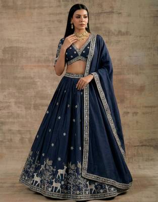 Navy-Blue Designer Premium Function Wear Lehenga Choli 3