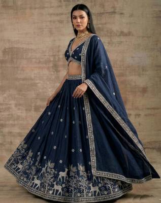 Navy-Blue Designer Premium Function Wear Lehenga Choli 4