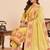 Vibrant yellow pure cotton jacquard kurta set with printed dupatta