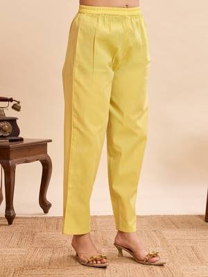 Vibrant yellow pure cotton jacquard kurta set with printed dupatta 5