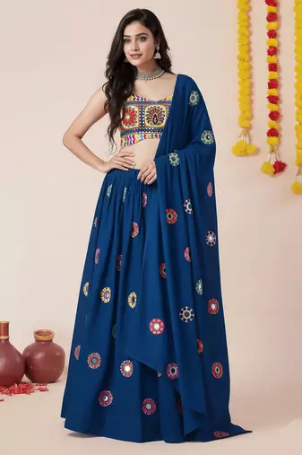 Teal Designer Special Navratri Wear Lehenga Choli