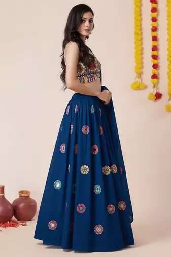 Teal Designer Special Navratri Wear Lehenga Choli