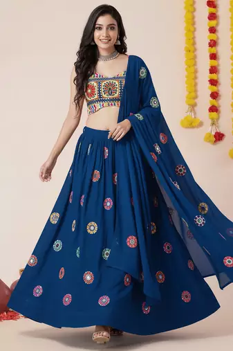 Teal Designer Special Navratri Wear Lehenga Choli