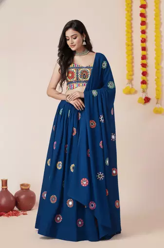 Teal Designer Special Navratri Wear Lehenga Choli
