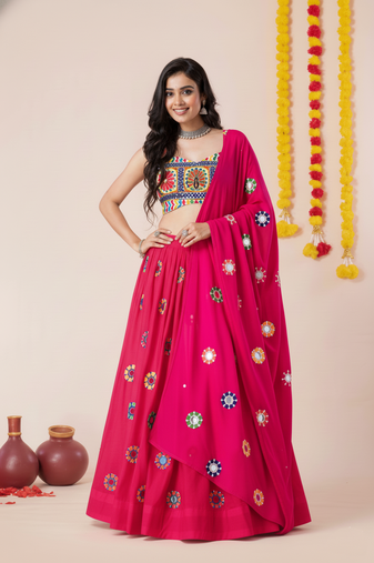 Pink Designer Special Navratri Wear Lehenga Choli