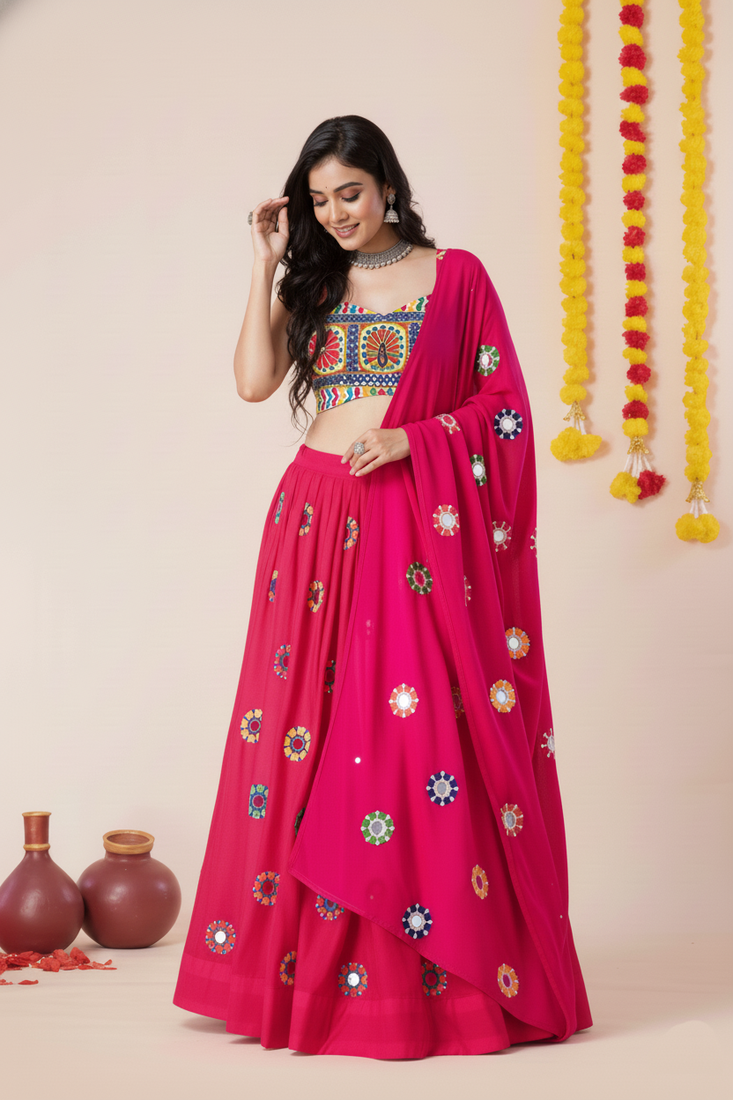 Pink Designer Special Navratri Wear Lehenga Choli