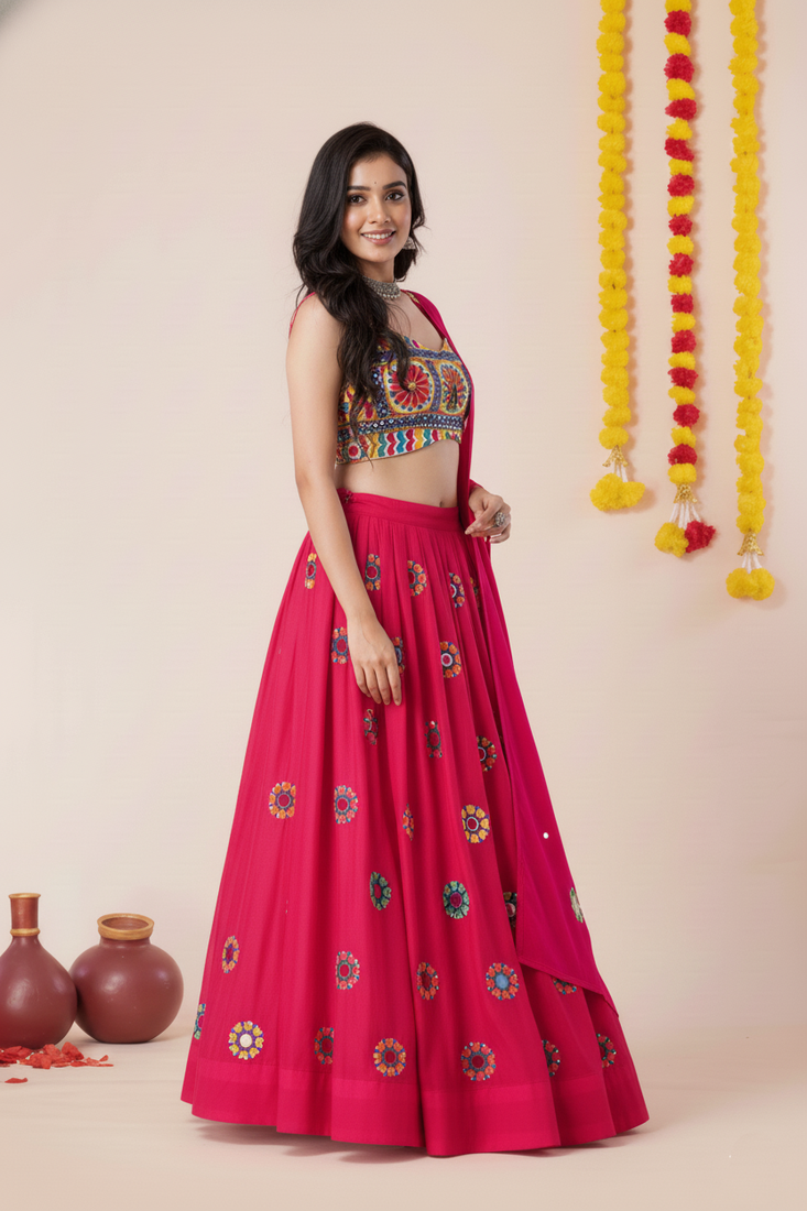 Pink Designer Special Navratri Wear Lehenga Choli