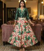 Multicolour semistitched croptop choli with unstitched blouse