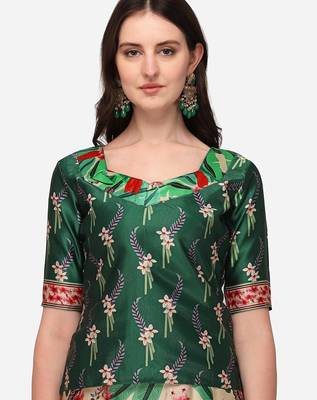 Multicolour semistitched croptop choli with unstitched blouse 5