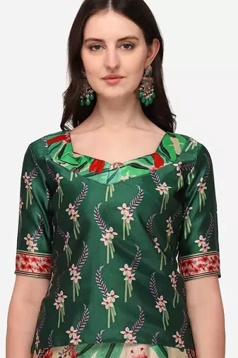 Multicolour semistitched croptop choli with unstitched blouse