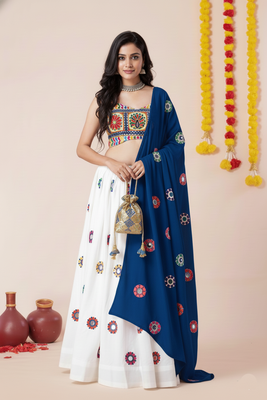 White Designer Special Navratri Wear Lehenga Choli 1
