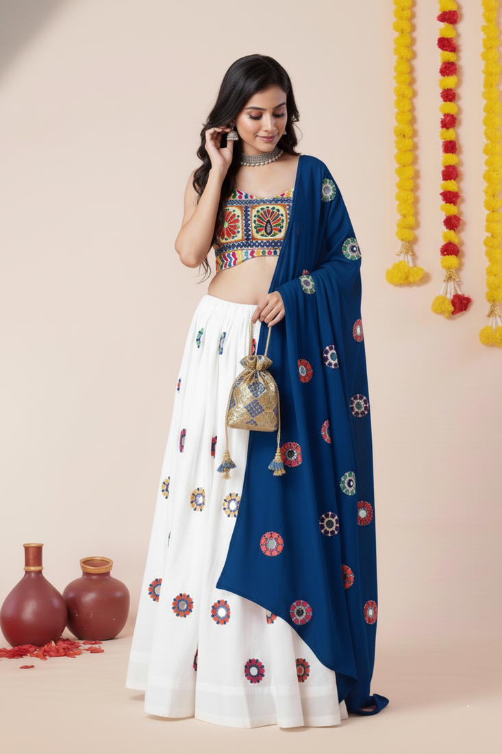 White Designer Special Navratri Wear Lehenga Choli