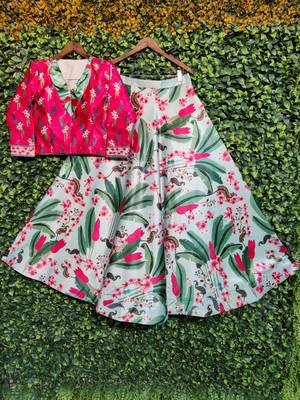 Multicolour Semistitched Croptop Choli With Unstitched Blouse 4