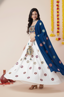 White Designer Special Navratri Wear Lehenga Choli 4