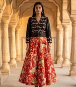 Multicolour Semistitched Croptop Choli With Unstitched Blouse