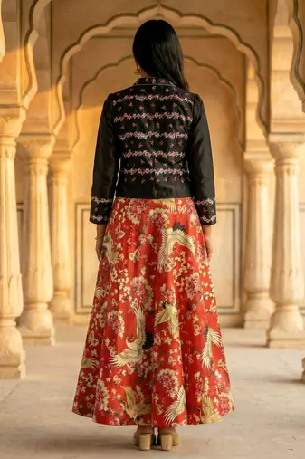 Multicolour Semistitched Croptop Choli With Unstitched Blouse