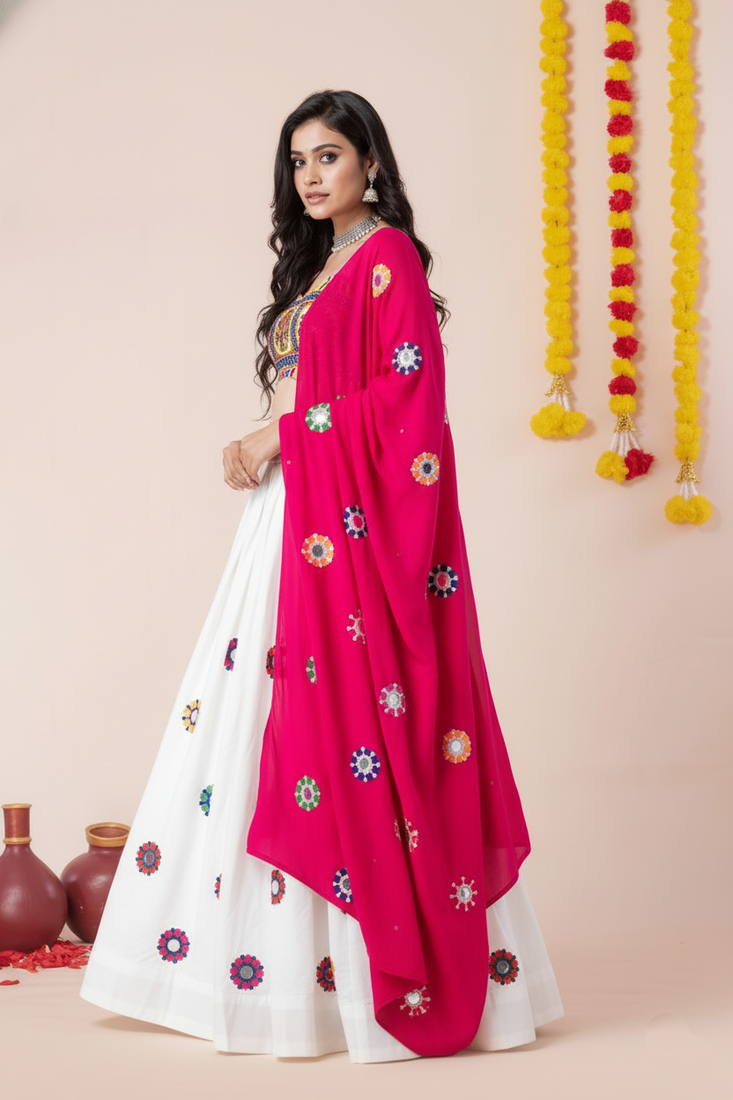 White Designer Special Navratri Wear Lehenga Choli