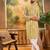 Mens mustard viscose rayon embroidered kurta with trousers