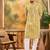 Mens mustard viscose rayon embroidered kurta with trousers