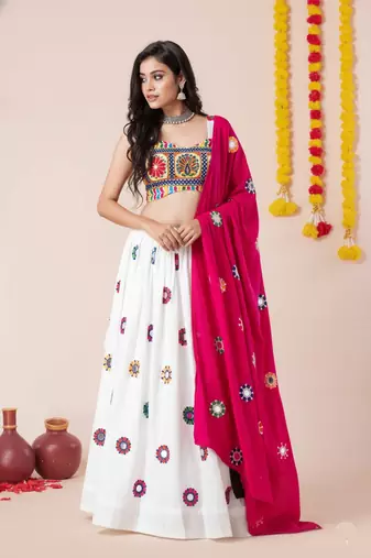 White Designer Special Navratri Wear Lehenga Choli