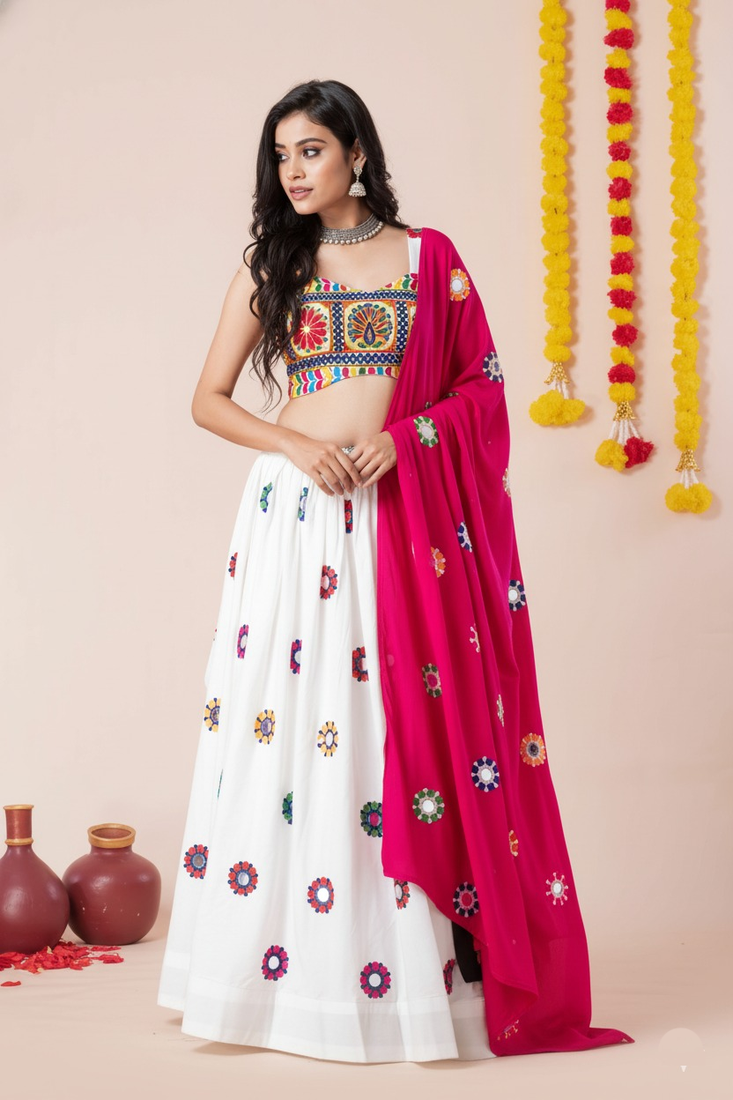 White Designer Special Navratri Wear Lehenga Choli
