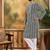 Mens teal viscose rayon embroidered kurta with trousers