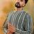 Mens teal viscose rayon embroidered kurta with trousers