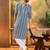 Mens blue viscose rayon embroidered kurta with trousers